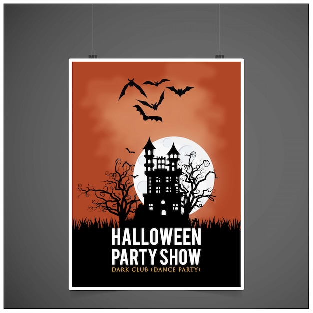 Tarjeta de invitación de fiesta de Halloween con vector de fondo oscuro
