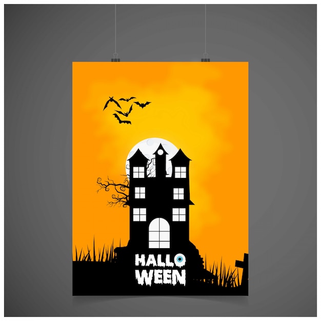 Tarjeta de invitación de fiesta de Halloween con vector de fondo oscuro