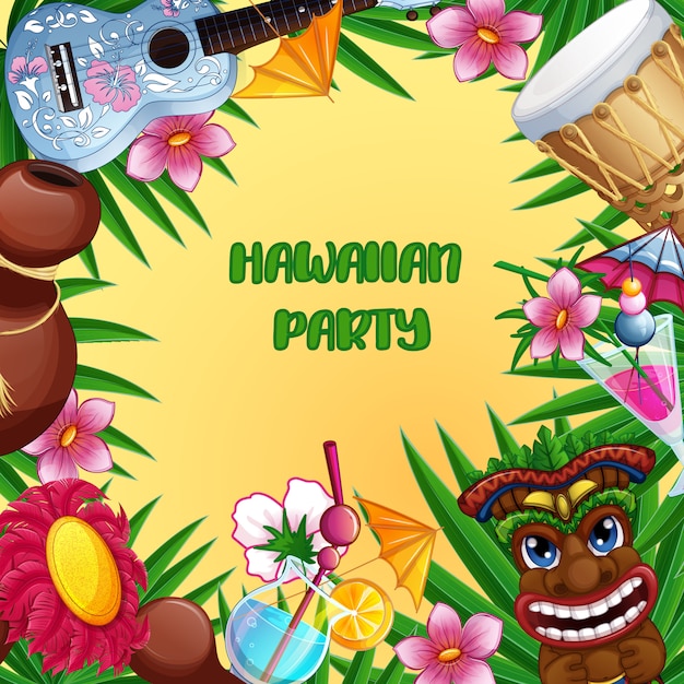 Tarjeta de invitación a la fiesta de verano hawaiana.