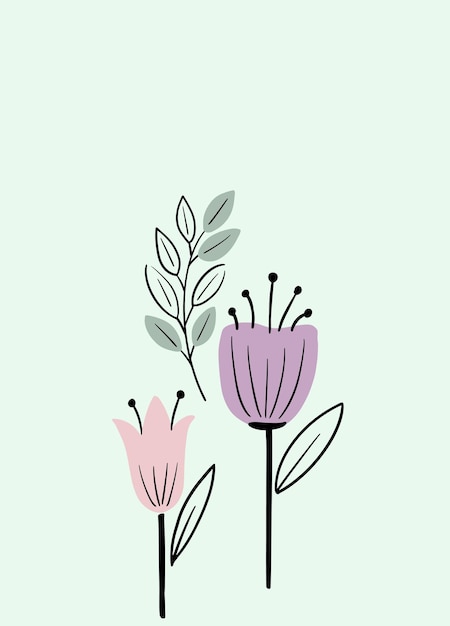 Tarjeta de invitación de flor de honestidad seca mínima Plantilla de diseño de flores secas y hojas ilustración de flor
