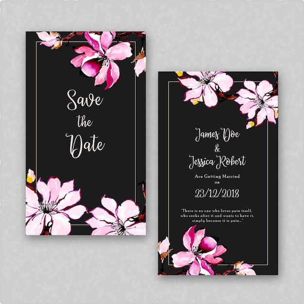 Tarjeta de invitación floral acuarela de la boda