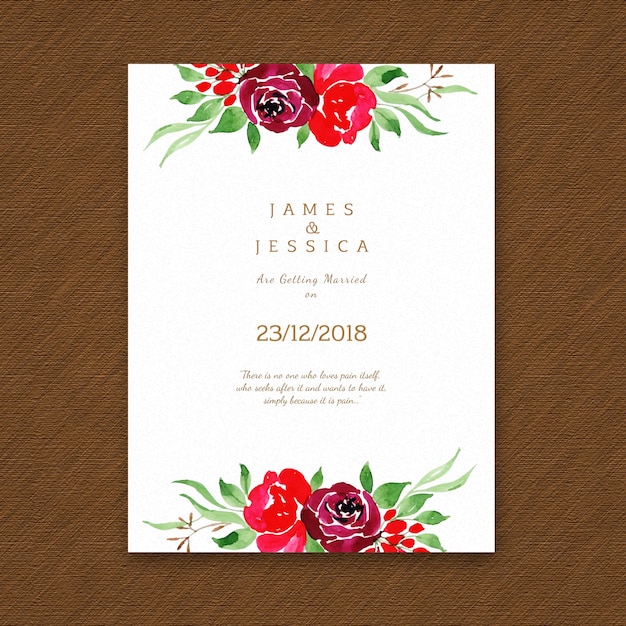 Vector tarjeta de invitación floral acuarela de la boda