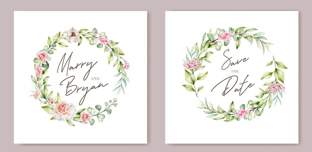 Tarjeta de invitación floral acuarela dibujada a mano