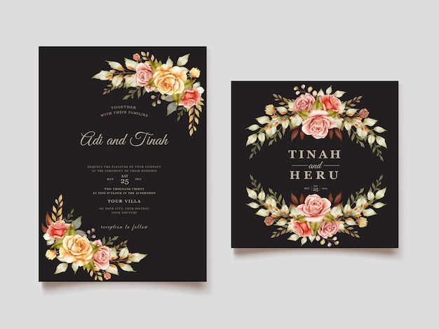 tarjeta de invitación floral acuarela otoño