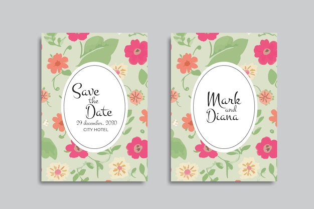 tarjeta de invitación floral vectorial para bodas