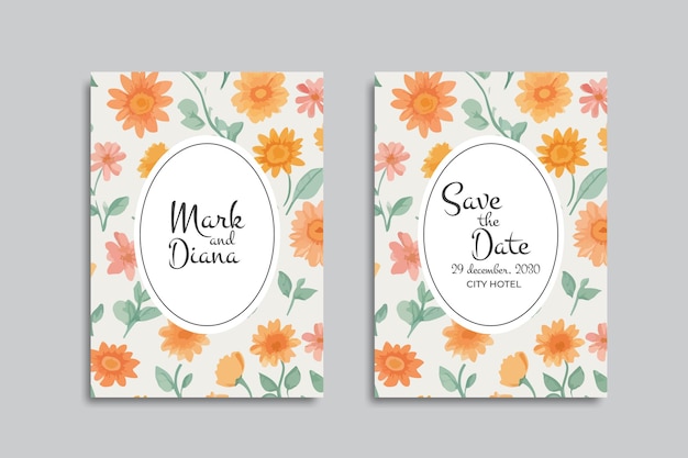 tarjeta de invitación floral vectorial para bodas