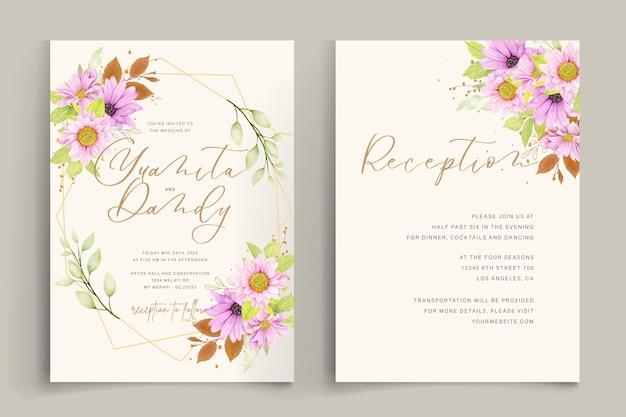 tarjeta de invitación de flores de cerezo de otoño y verano