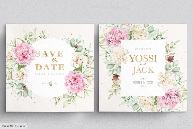 tarjeta de invitación de flores de clavel