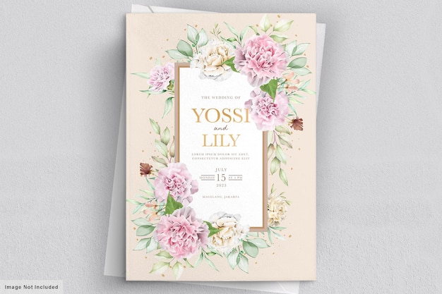 tarjeta de invitación de flores de clavel