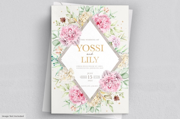 tarjeta de invitación de flores de clavel
