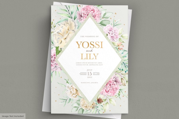 tarjeta de invitación de flores de clavel