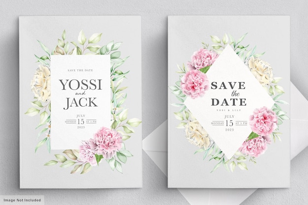 tarjeta de invitación de flores de clavel