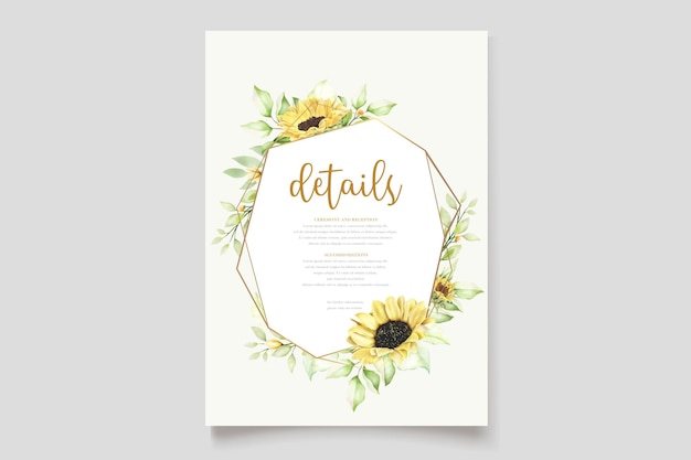 Vector tarjeta de invitación de girasol acuarela