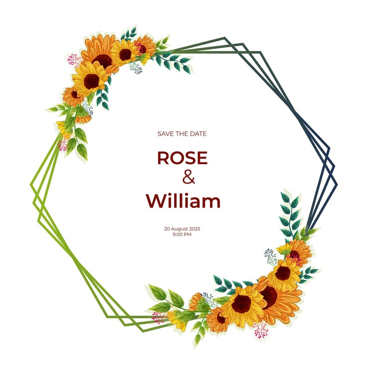 tarjeta de invitación de girasolMarco acuarela vectorial con girasol