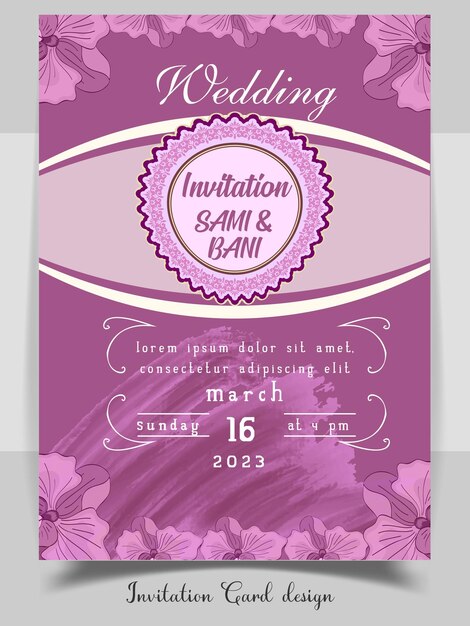 Tarjeta de invitación con un hermoso fondo floral de acuarela. hermoso dibujo a mano invitación de boda.