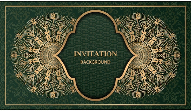 Tarjeta de invitación de mandala hermosa clásica dorada. Fondo islámico con decoración de mandala.