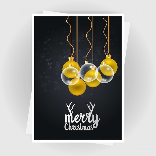 Tarjeta de invitación de Navidad con diseño creativo y backgrou oscuro