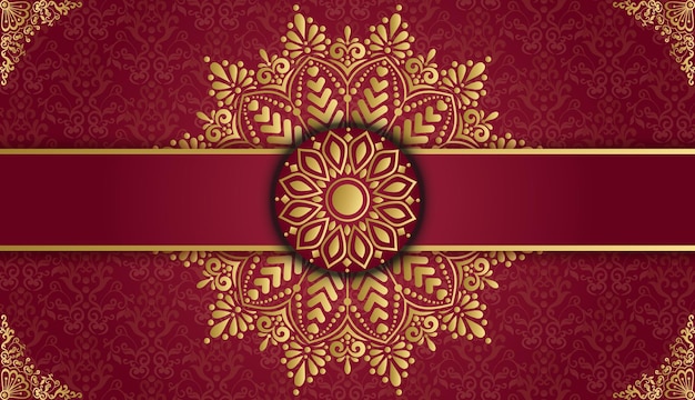 Tarjeta de invitación real con mandala ornamental floral. Hermoso diseño de fondo vintage de lujo.