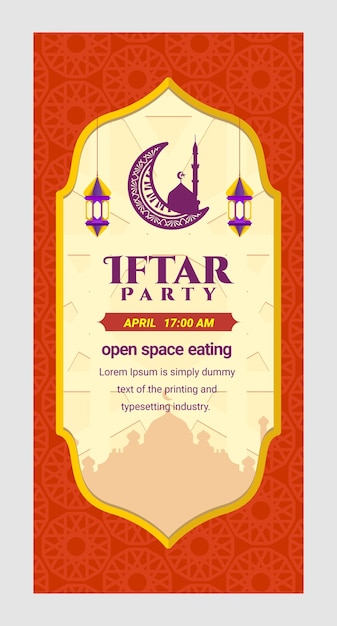 Tarjeta de invitación realista para ramadán e iftar juntos