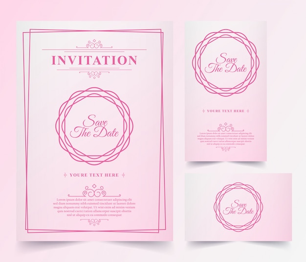 Vector tarjeta de invitación rosa vintage de lujo