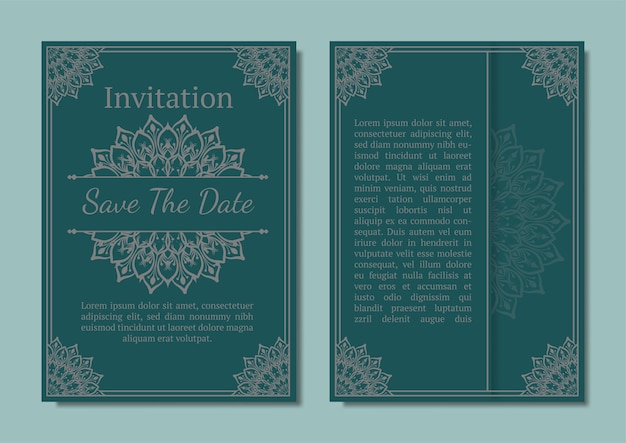 tarjeta de invitación vintage con adorno de mandala