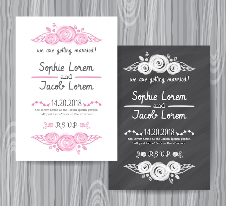 Vector tarjeta de invitación vintage de boda.