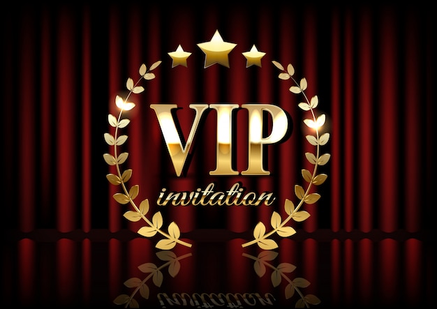 Tarjeta de invitación VIP con cortinas de teatro en el