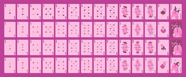 Tarjeta de juego de dinosaurio rosa de baraja completa