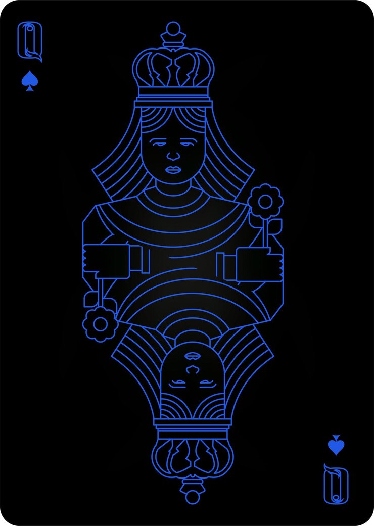 Vector tarjeta de juego q o reina