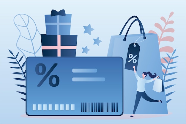 Tarjeta de lealtad de descuento programa de lealtade servicio al cliente recompensas tarjetas puntos concepto mujer consumidor