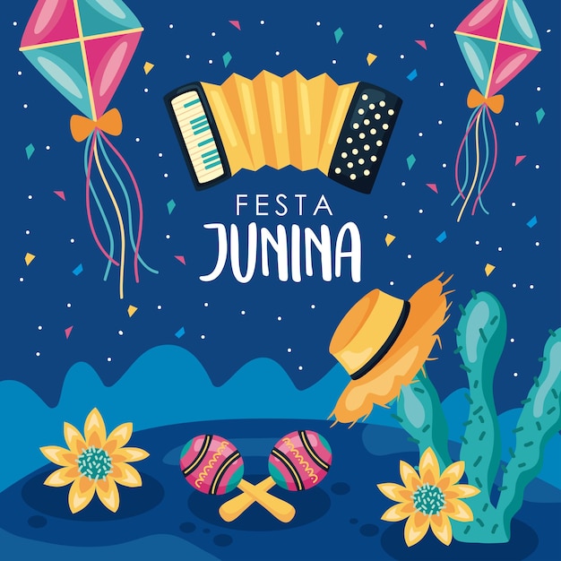 Tarjeta de letras de fiesta junina