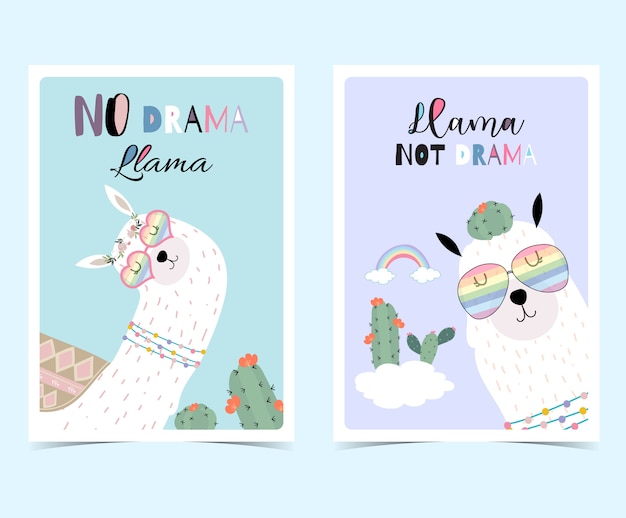 Tarjeta linda dibujada mano violeta azul con llama,