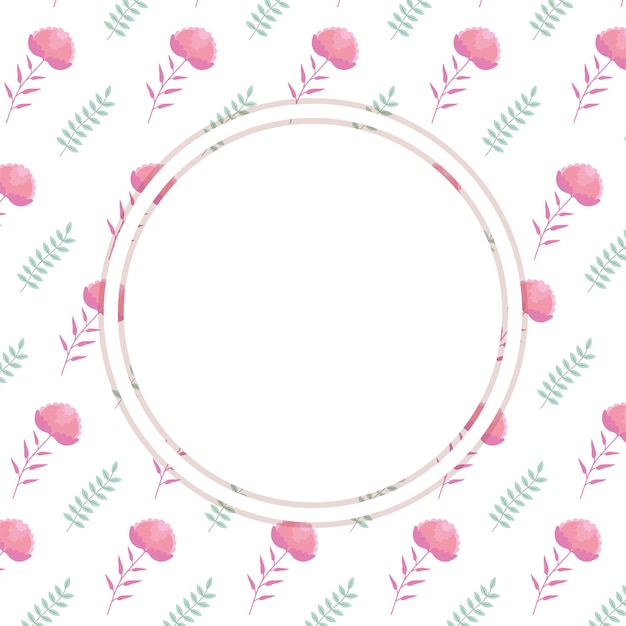 Tarjeta linda flor con círculo en blanco