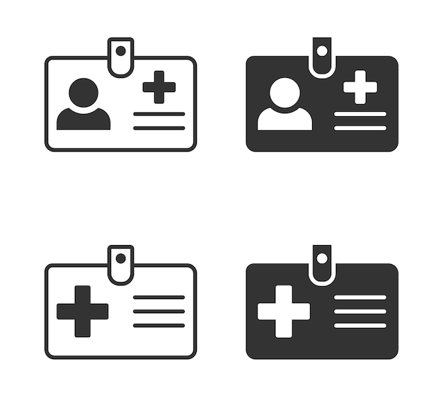 Tarjeta médica Tarjeta de seguro Icono de perfil Documento personal Icono de perfil Tarjeta de identificación Ilustración vectorial