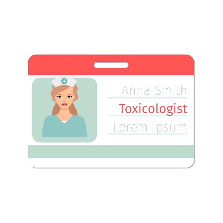 Vector tarjeta de médico especialista en toxicología femenina.