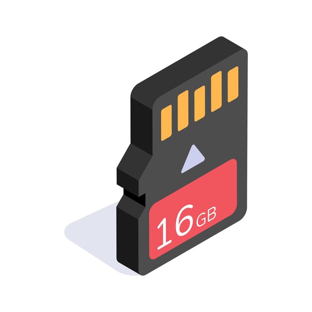 Tarjeta de memoria con chip de datos icono isométrico fácil de usar y descargar