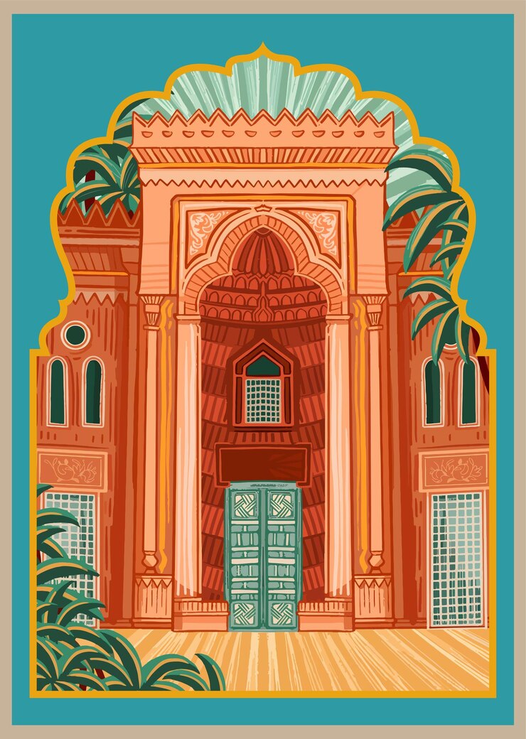 Tarjeta de la mezquita Ilustración artística