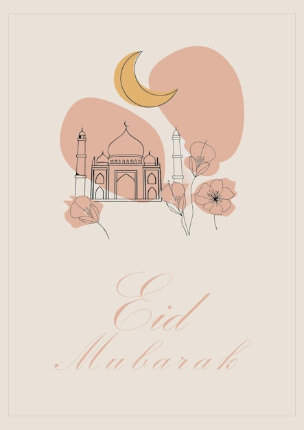 La tarjeta minimalista de Eid Mubarak