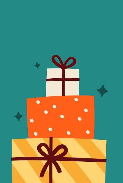 Tarjeta con montón de regalos