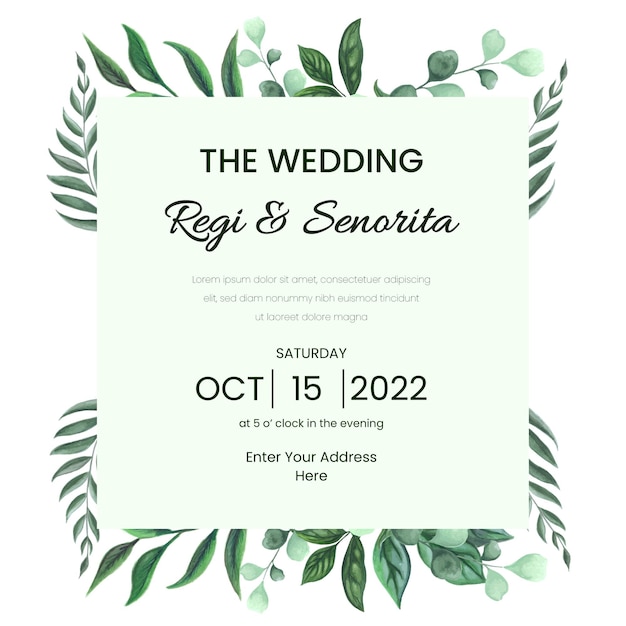 Tarjeta multipropósito de fondo de invitación de boda colorido blanco verde Vector libre