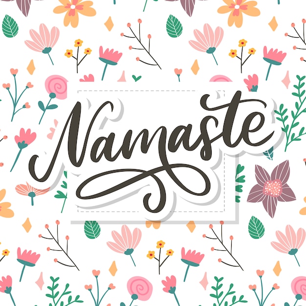 Tarjeta namaste dibujada a mano. Hola en hindi Ilustración de tinta Letras dibujadas a mano. Cita positiva Caligrafía de pincel moderno.