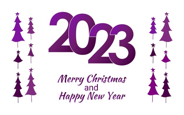 Vector tarjeta de navidad 2023 velvet violet con árbol de navidad