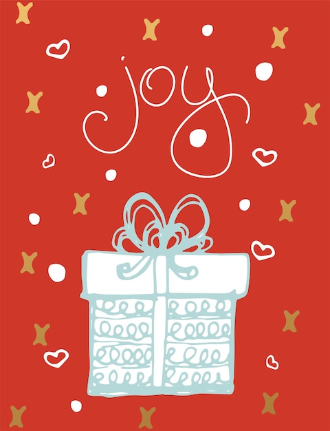 Tarjeta de navidad alegría inscripción vector ilustración