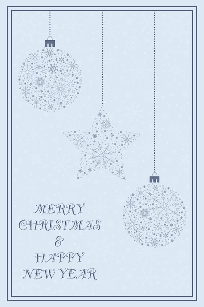 Tarjeta de Navidad y Año Nuevo sobre fondo azul
