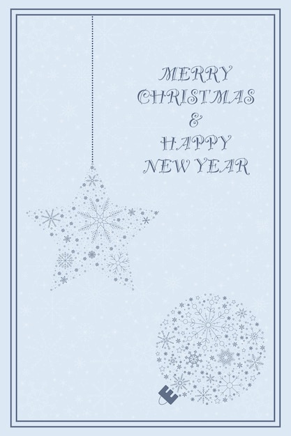 Tarjeta de Navidad y Año Nuevo sobre fondo azul