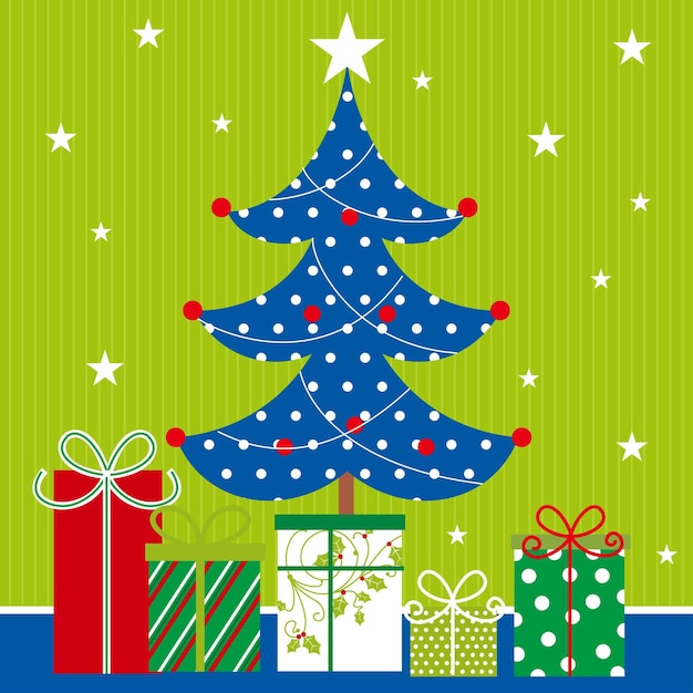Tarjeta de navidad con el arbol de navidad