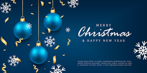 Tarjeta de Navidad con bolas de Navidad y confeti dorado