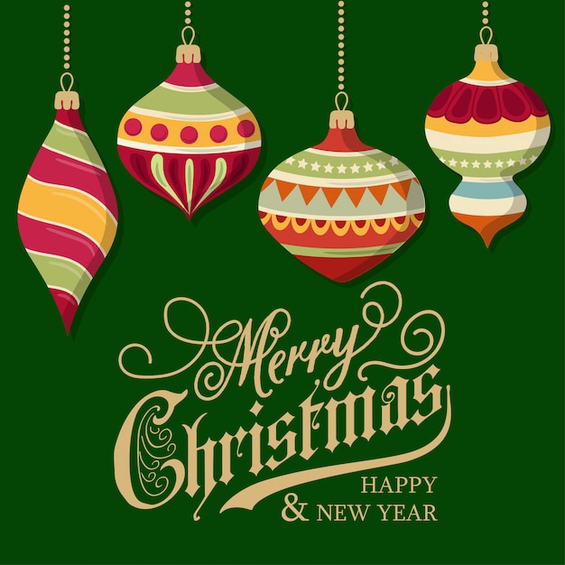 Tarjeta de navidad con bolas