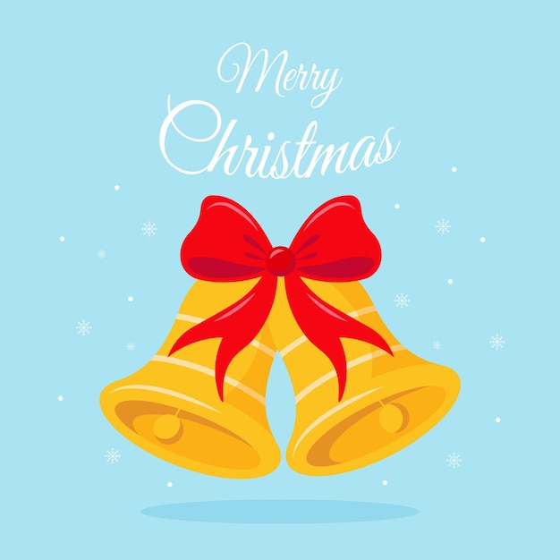 Tarjeta de Navidad con campana dorada ilustración vectorial
