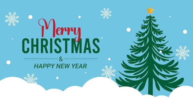 Tarjeta de Navidad con copos de nieve del árbol de Navidad y palabras de Navidad Tarjeta de vacaciones